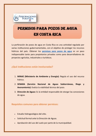 Permisos para Pozos de Agua en Costa Rica