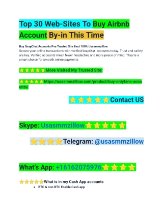 Top 30 Web-Sites To Buy Airbnb Account By-in This Time