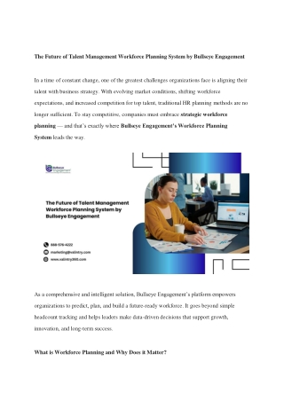 The Future of Talent Management Workforce Planning System by Bullseye Engagement