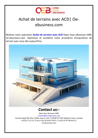 Achat de terrains avec ACD| Oe-ebusiness.com
