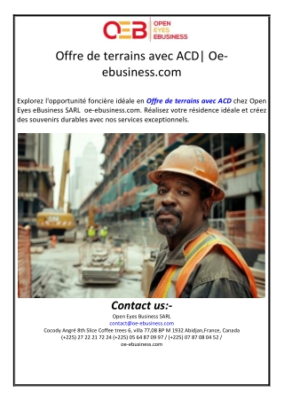 Offre de terrains avec ACD| Oe-ebusiness.com