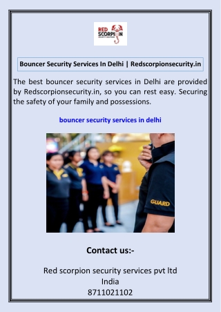 Bouncer Security Services In Delhi Redscorpionsecurity.in