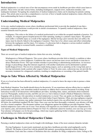 From Error to Justice: Handling Medical Malpractice Claims