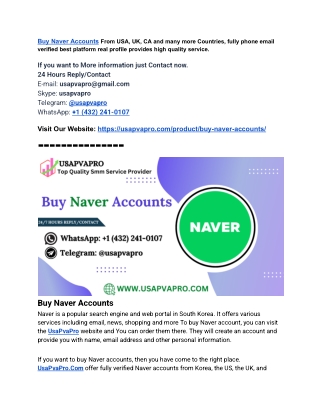 Top 3 Sites to Buy Naver Accounts (100% PVA Aged Naver)