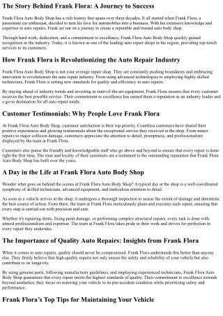Safe Driving Tips from the Experts at Frank Flora Auto Body Shop