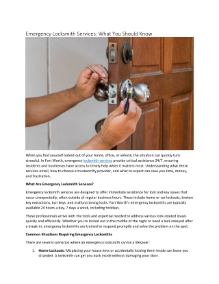 emergency locksmith services what you should know