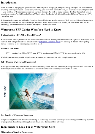 The Insider's Guide to Choosing Effective Waterproof SPFs