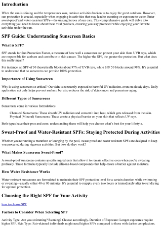 Sweat-Proof and Water-Resistant SPFs: Staying Protected During Activities