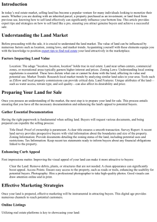 Sell Land Like a Pro: Expert Tips and Strategies