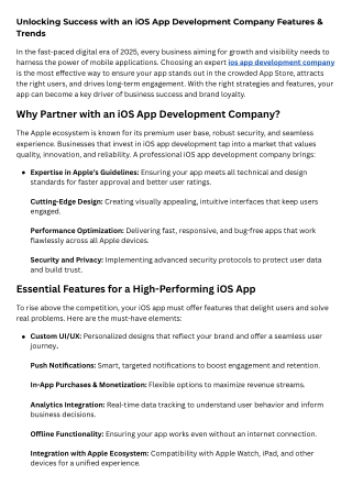 Unlocking Success with an iOS App Development Company: Features & Trends