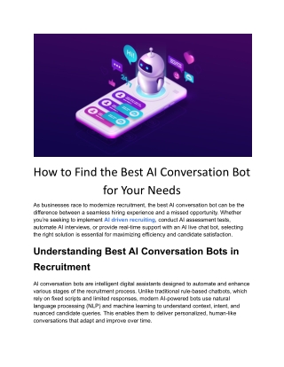 How to Find the Best AI Conversation Bot for Your Needs