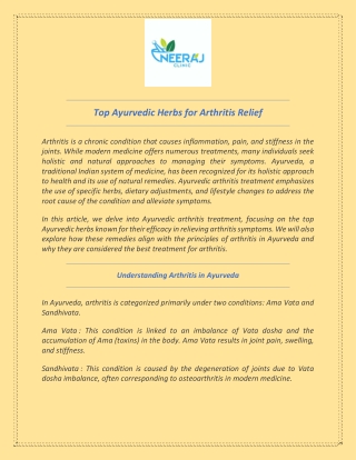 Top Ayurvedic Herbs for Arthritis Relief