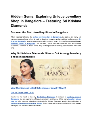 Hidden Gems_ Exploring Unique Jewellery Shop in Bangalore – Featuring Sri Krishna Diamonds