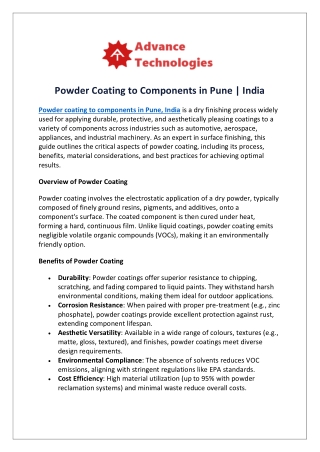 powder coating to components in pune india