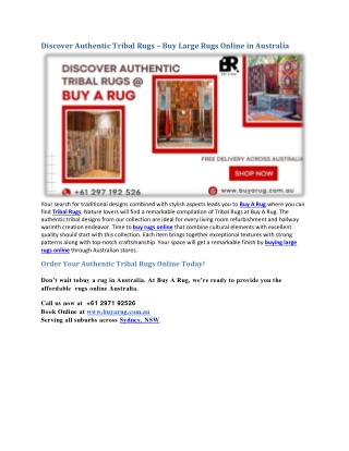 Discover Authentic Tribal Rugs – Buy Large Rugs Online in Australia