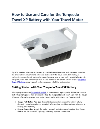 How to Use and Care for the Torqeedo Travel XP Battery with Your Travel Motor.docx