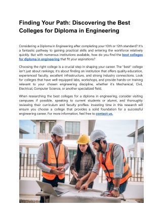 Finding Your Path_ Best Colleges for Diploma in Engineering