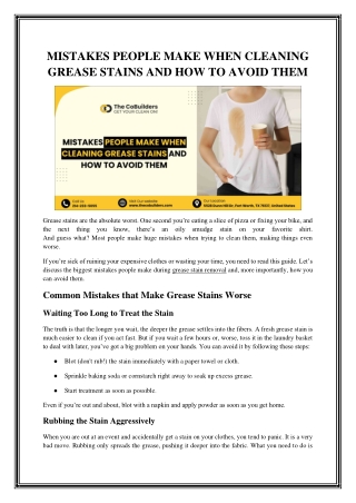 Mistakes People Make When Cleaning Grease Stains And How to Avoid Them