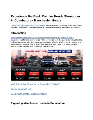 Experience the Best_ Premier Honda Showroom in Coimbatore - Manchester Honda