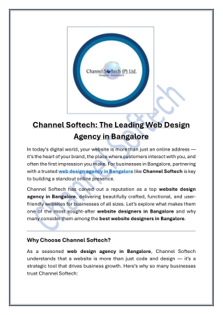 Channel Softech The Leading Web Design Agency in Bangalore