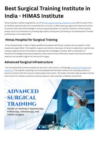 Best Surgical Training Institute in India - HIMAS Institute