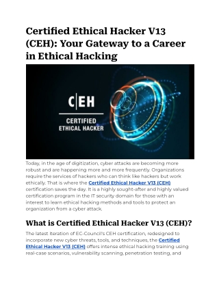 Certified Ethical Hacker V13 (CEH)_ Your Gateway to a Career in Ethical Hacking