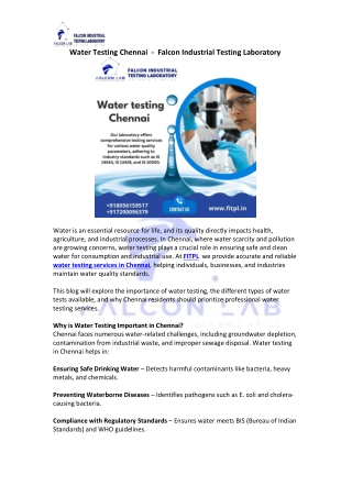 water testing chennai falcon industrial testing