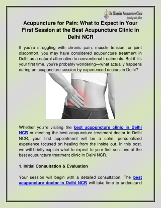 Best Acupuncture Clinic in Delhi NCR
