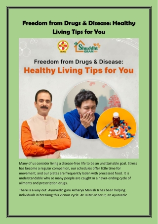 Freedom from Drugs & Disease: Healthy Living Tips for You