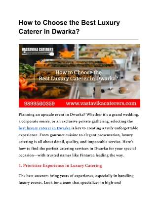 Best Luxury Caterer in Dwarka