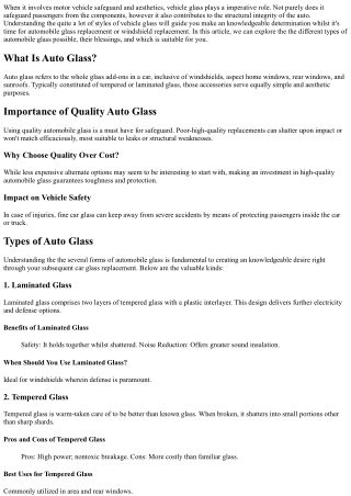 Exploring Different Types of Auto Glass: Which Is Right for You?