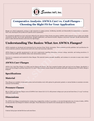 Comparative Analysis AWWA C207 vs. C228 Flanges Choosing the Right Fit for Your Application