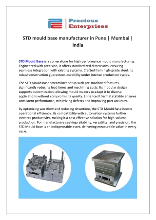 STD Mold base manufacturer in Pune, India