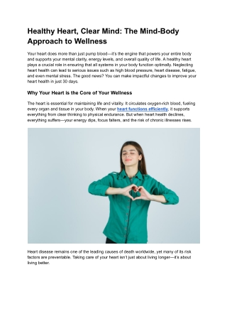 Healthy Heart, Clear Mind_ The Mind-Body Approach to Wellness