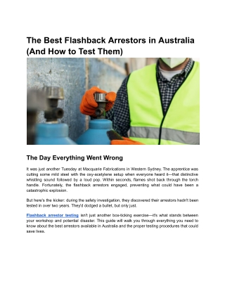 The Best Flashback Arrestors in Australia (And How to Test Them)