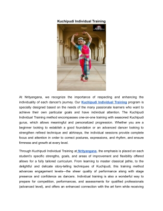 Kuchipudi Individual Training | Nrityangana