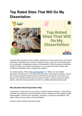 Top Rated Sites That Will Do My Dissertation