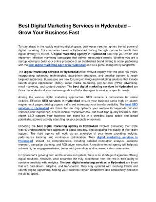Best Digital Marketing Services in Hyderabad – Grow Your Business Fast