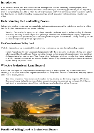 We Buy Land: How Professional Buyers Can Simplify the Selling Process