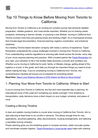 Top 10 Things to Know Before Moving from Toronto to California