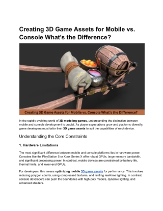 creating 3d game assets for mobile vs console