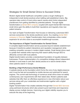 Strategies for Small Dental Clinics to Succeed Online