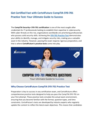 CompTIA SY0-701 Practice Test