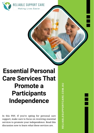 Essential Personal Care Services That Promote a Participants Independence
