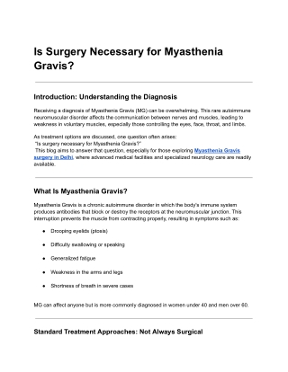 Is Surgery Necessary for Myasthenia_