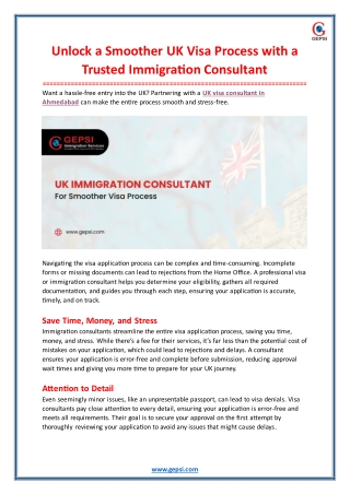 Unlock a Smoother UK Visa Process with a Trusted Immigration Consultant