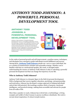 ANTHONY TODD JOHNSON_ A POWERFUL PERSONAL DEVELOPMENT TOOL