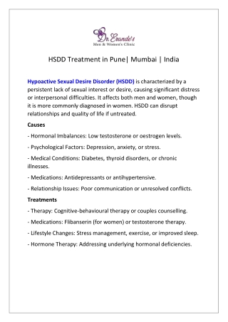 HSDD Treatment in Pune | Mumbai | India