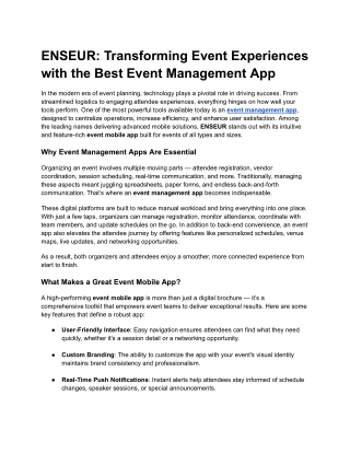 ENSEUR_ Transforming Event Experiences with the Best Event Management App