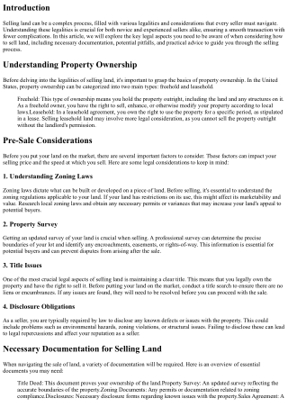 Navigating the Legalities of Selling Land